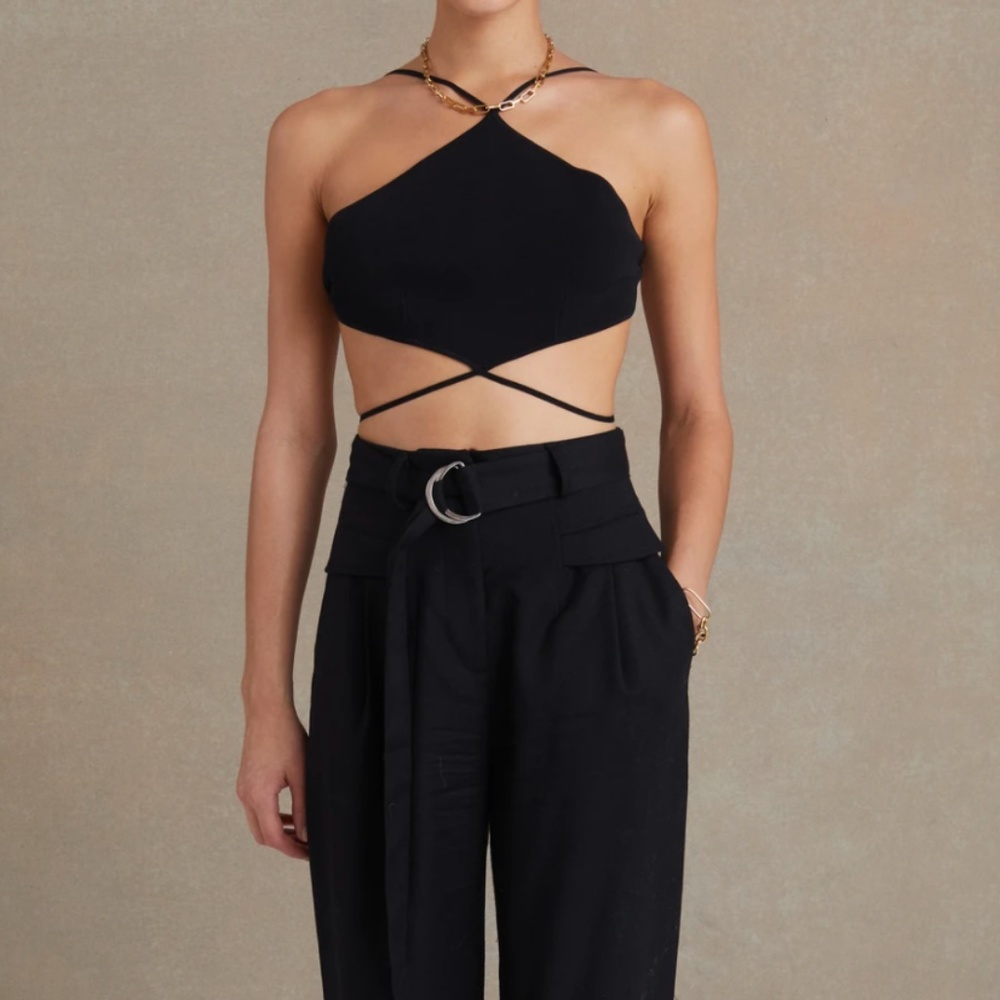 Halter Stretch Knit Diamond Top